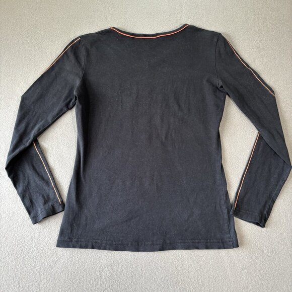 VTG 2003 Harley Davidson Black Long Sleeve T-shirt V-neck Top Womens S Biker USA - Picture 8 of 11